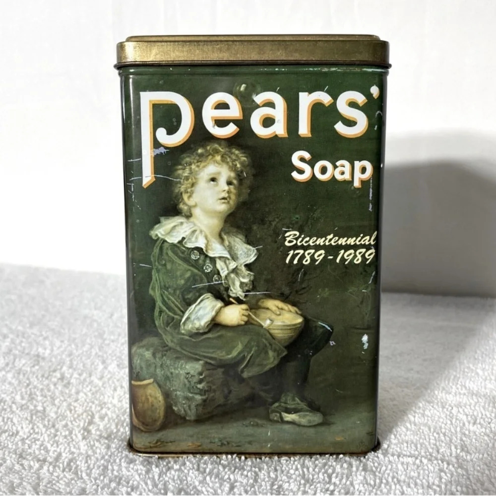 Vintage Pears Soap Green Bicentennial Decorative Tin 1789-1989